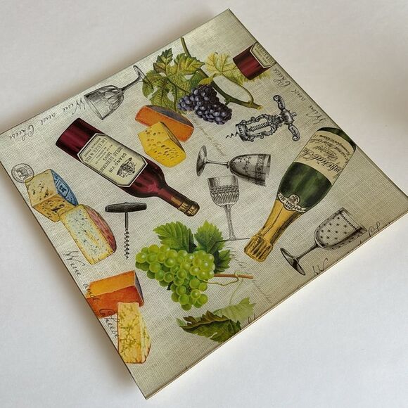 Michel Design Works Square Glass Wine and Cheese Tray Platter Vintage - Picture 9 of 9